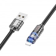 Дата кабель Hoco U122 Lantern Transparent Discovery Edition USB to Lightning, Чорний