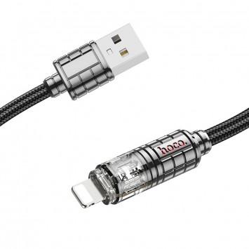 Дата кабель Hoco U122 Lantern Transparent Discovery Edition USB to Lightning, Чорний - Lightning - зображення 3 