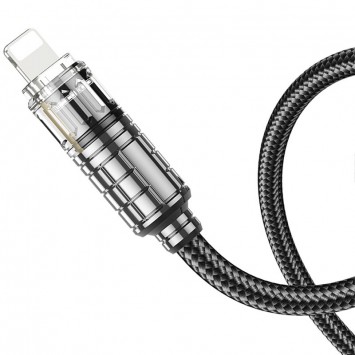 Дата кабель Hoco U122 Lantern Transparent Discovery Edition USB to Lightning, Чорний - Lightning - зображення 4 