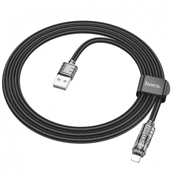 Дата кабель Hoco U122 Lantern Transparent Discovery Edition USB to Lightning, Чорний - Lightning - зображення 6 