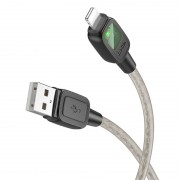 Дата кабель Hoco U124 Stone silicone power-off USB to Lightning, Чорний