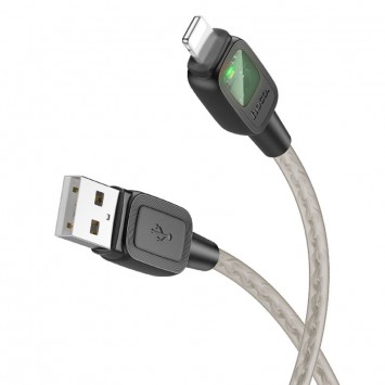 Дата кабель Hoco U124 Stone silicone power-off USB to Lightning, Чорний - Lightning - зображення 1 