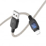 Дата кабель Hoco U124 Stone silicone power-off USB to Lightning, Чорний