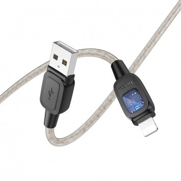 Дата кабель Hoco U124 Stone silicone power-off USB to Lightning, Чорний - Lightning - зображення 2 