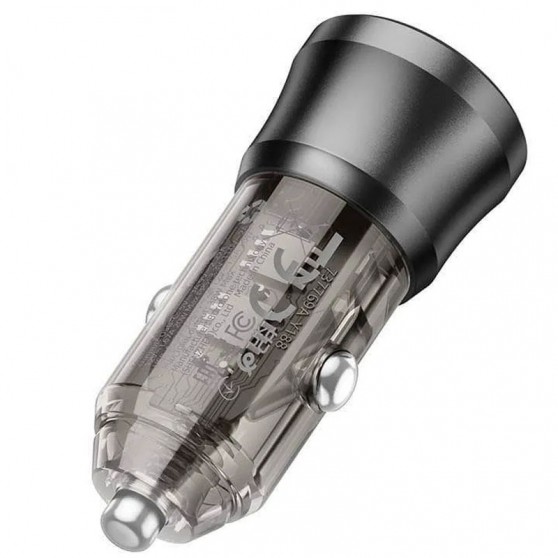 Зарядка в прикуриватель Borofone BZ25 Journey PD38W (1C/1A), Transparent black