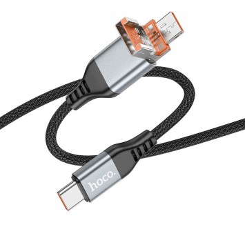 Дата кабель Hoco U128 Viking 2in1 USB/Type-C to Type-C (1m), Black - Type-C кабели - изображение 2