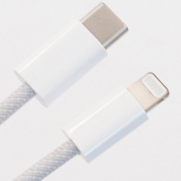 Дата кабель USB-C для Lightning FineWoven Mac PD для Apple (AAA) (1m) (не box), Білий - Lightning - зображення 1 