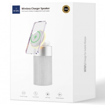 БЗУ WIWU Wi-W022 3 in 1 Wireless Charger+Bluetooth Speaker, White -  - зображення 4 