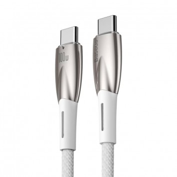 Дата кабель Baseus Glimmer Series Fast Charging Type-C to Type-C 100W 1m (CADH00070), White - Type-C кабели - изображение 1