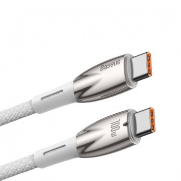 Дата кабель Baseus Glimmer Series Fast Charging Type-C to Type-C 100W 1m (CADH00070), White - Type-C кабели - изображение 2