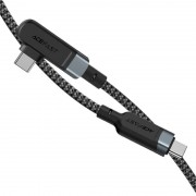 USB кабель Acefast C5-03 USB-C to USB-C 100W прямий англійський алюмінієвий чорний (2m), Black