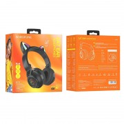 Дитячі навушники з вушками BOROFONE BO18 Cat ear, Чорний