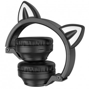 Дитячі навушники з вушками BOROFONE BO18 Cat ear, Чорний - Bluetooth наушники - зображення 1 