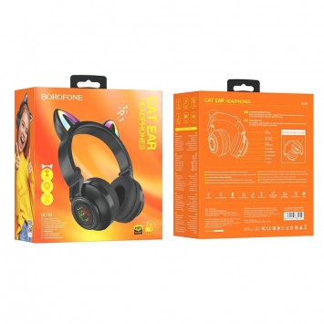 Дитячі навушники з вушками BOROFONE BO18 Cat ear, Чорний - Bluetooth наушники - зображення 3 
