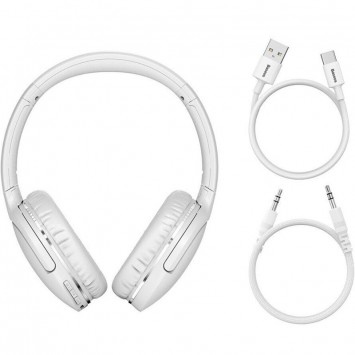 Накладні бездротові навушники Baseus Encok Wireless headphone D02 Pro (NGTD01030), White - Bluetooth наушники - зображення 3 