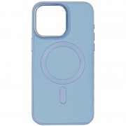 Кожаный чехол Bonbon Leather Metal Style with MagSafe для Apple iPhone 11 (6.1"), Голубой / Mist blue