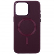 Шкіряний чохол Bonbon Leather Metal Style with MagSafe Apple iPhone 11 (6.1"), Бордовий / Plum