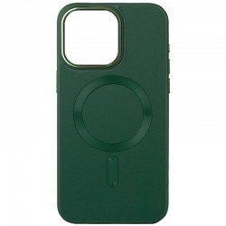 Шкіряний чохол Bonbon Leather Metal Style with MagSafe для Apple iPhone 11 (6.1"), Зелений / Pine green