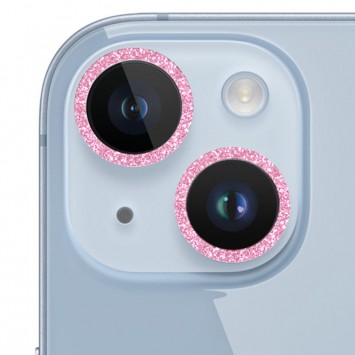 Захисне скло Metal Sparkles на камеру (в упак.) Apple iPhone 15 (6.1") / 15 Plus (6.7"), Рожевий / Pink