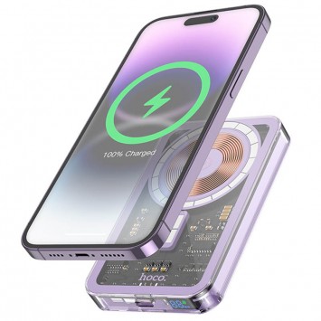 Портативное зарядное устройство Power Bank Hoco Q14 Ice Crystal PD20W с БЗУ 5000 mAh, Purple