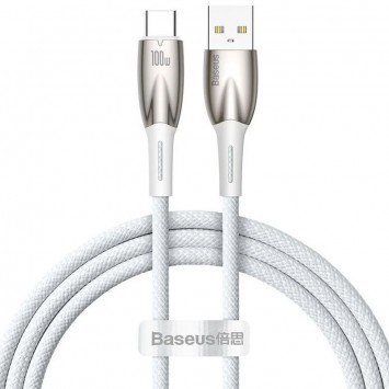 USB кабель Baseus Glimmer Series Fast Charging Data Cable USB to Type-C 100W 1m (CADH00040), Белый