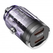 Зарядка в прикурювач авто Borofone BZ29B Outstanding PD36W (2C), Transparent purple