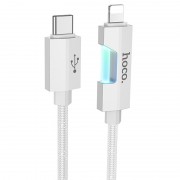 USB кабель Hoco U123 Regent colorful 27W Type-C to Lightning (1.2m), Серый