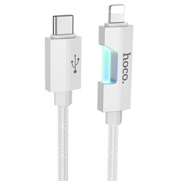 USB кабель Hoco U123 Regent colorful 27W Type-C to Lightning (1.2m), Сірий