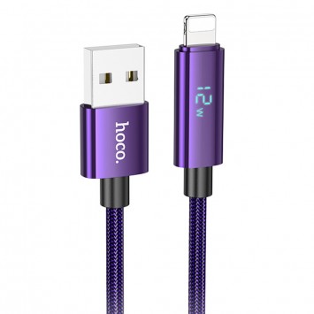 USB кабель Hoco U125 Benefit 2.4A USB to Lightning (1.2m), Фіолетовий