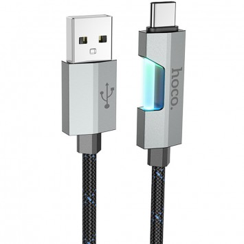 USB кабель Hoco U123 Regent colorful 3A USB to Type-C (1.2m), Черный