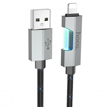 USB кабель Hoco U123 Regent colorful 2.4A USB to Lightning (1.2m), Черный