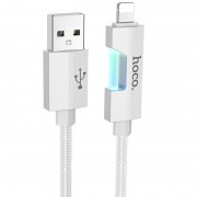 USB кабель Hoco U123 Regent colorful 2.4A USB to Lightning (1.2m), Серый