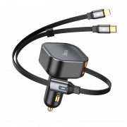 Зарядка в прикурювач авто Hoco NZ13 Clever PD30W з телескопічним cable Type-C to Lightning, Black