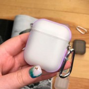 TPU футляр Matte Type для навушників AirPods 1/2, Бузковий / Білий