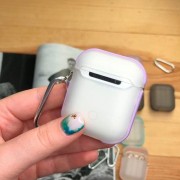 TPU футляр Matte Type для наушников AirPods 1/2, Сиреневый / Белый