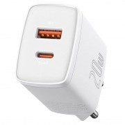 Блокчок для заряджання Baseus Compact Quick Charger 20W QC+ PD (Type-C + 1USB) (CCXJ-B), White