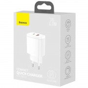 Блокчок для заряджання Baseus Compact Quick Charger 20W QC+ PD (Type-C + 1USB) (CCXJ-B), White