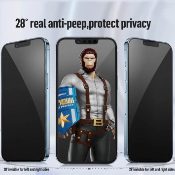 Захисне 2.5D скло Blueo Full Cover Anti-Peep для iPhone 15 Plus / 16 Plus (6.7"), Чорний - iPhone 15 Plus - зображення 1 