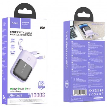 Портативний зарядний пристрій Power Bank Hoco Q20 Fountain 22.5W+PD20W 10000 mAh, Purple - Power Bank - зображення 3 