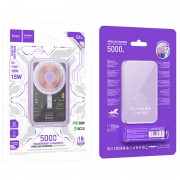 Портативное зарядное устройство Power Bank Hoco Q14 Ice Crystal PD20W с БЗУ 5000 mAh, Purple