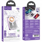 Портативное зарядное устройство Power Bank Hoco Q14A Ice Crystal PD20W с БЗУ 10000 mAh, Purple