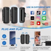 Микрофон петличный для телефона J13 Bluetooth 3in1 Lightning, Black