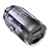 Зарядка в прикуриватель авто Borofone BZ29A Talented PD36W+QC3.0 (1C1A), Transparent purple