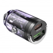 Зарядка в прикуриватель авто Borofone BZ29A Talented PD36W+QC3.0 (1C1A), Transparent purple