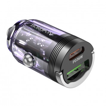 Зарядка в прикурювач авто Borofone BZ29A Talented PD36W+QC3.0 (1C1A), Transparent purple - Автомобільні зарядні пристрої - зображення 2 