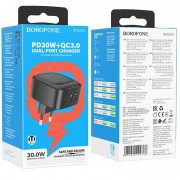 Блочок для зарядки Borofone BAS23A Lucky PD30W (1C2A), Black