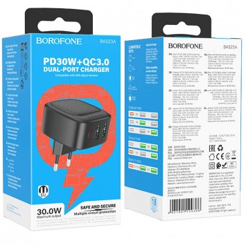 Блочок для зарядки Borofone BAS23A Lucky PD30W (1C2A), Black - Сетевые зарядные устройства (220 В) - изображение 5