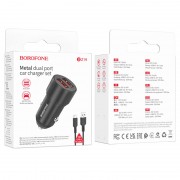 Зарядка в прикуриватель авто Borofone BZ19 Wishdom (2A) + Type-C, Black