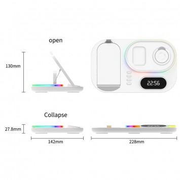 Беспроводная зарядка + часы A06 4in1, White - Беспроводные ЗУ - изображение 3