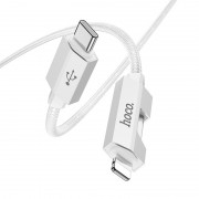 USB кабель Hoco U123 Regent colorful 27W Type-C to Lightning (1.2m), Сірий